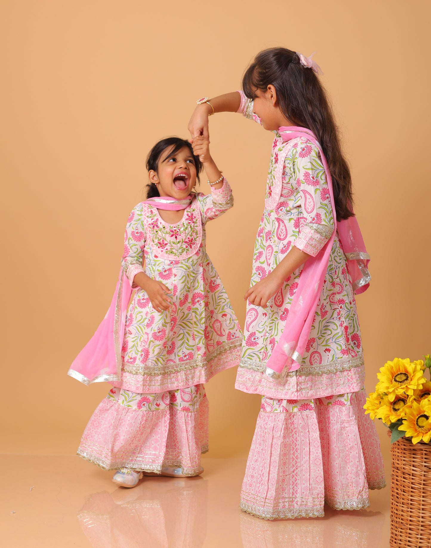 Girls- Kids Kurti Sharara and dupatta set ethnic wear for girls