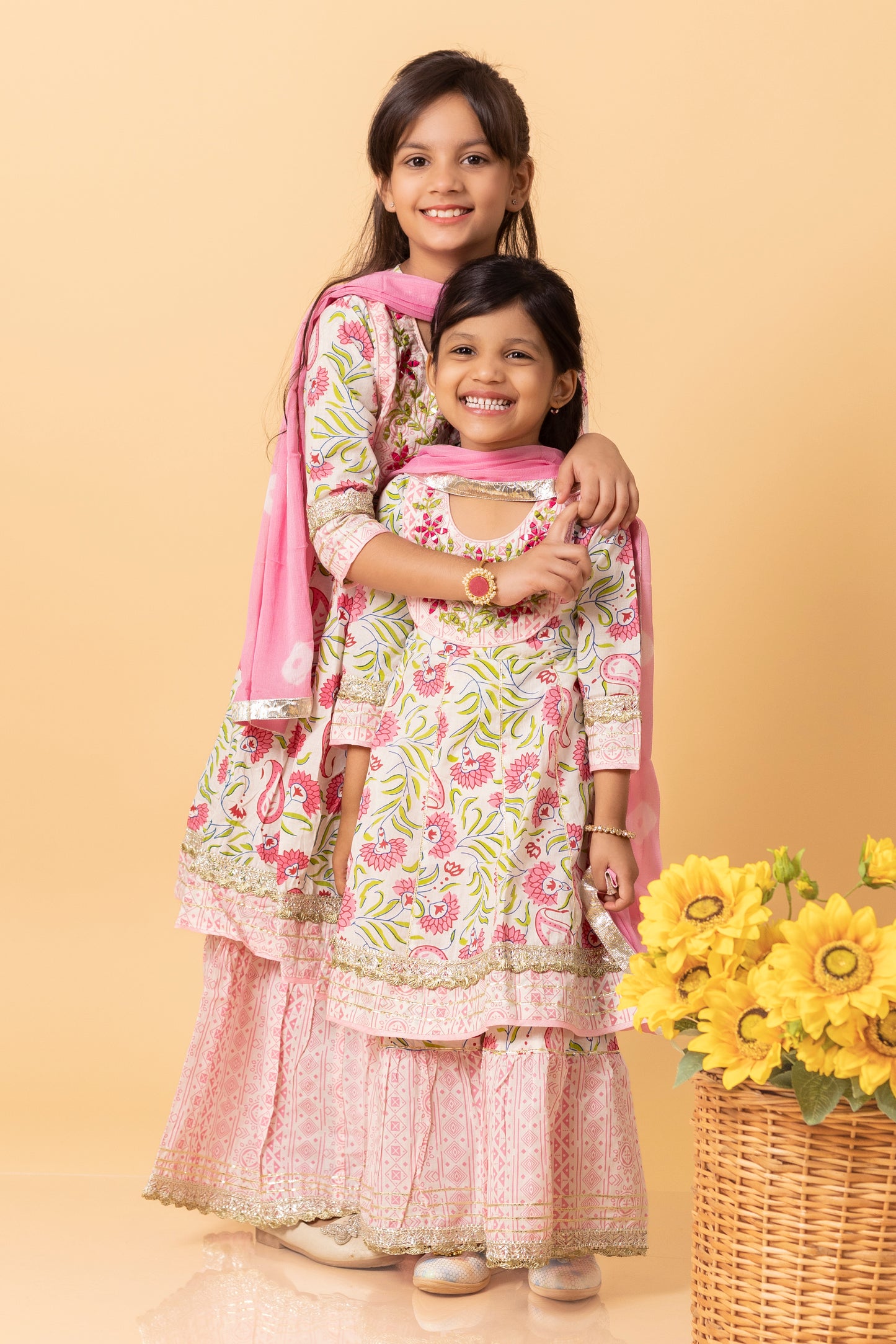 Girls- Kids Kurti Sharara and dupatta set ethnic wear for girls