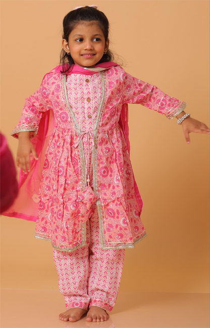 Girls- Kids Blouse Aangrakha Shrug Pants and Dupatta Set ethnic wear