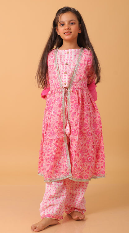 Girls- Kids Blouse Aangrakha Shrug Pants and Dupatta Set ethnic wear