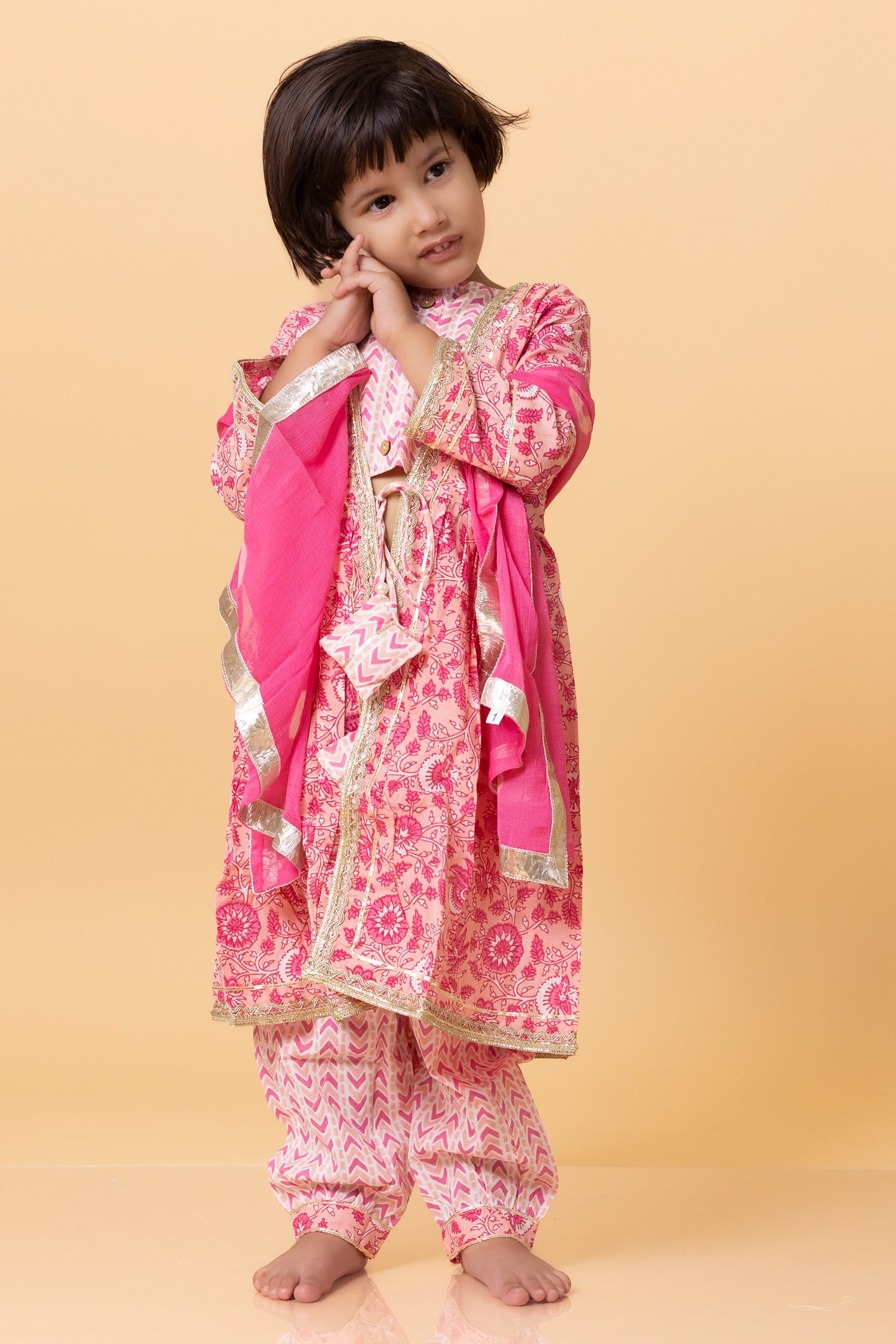 Girls- Kids Blouse Aangrakha Shrug Pants and Dupatta Set ethnic wear