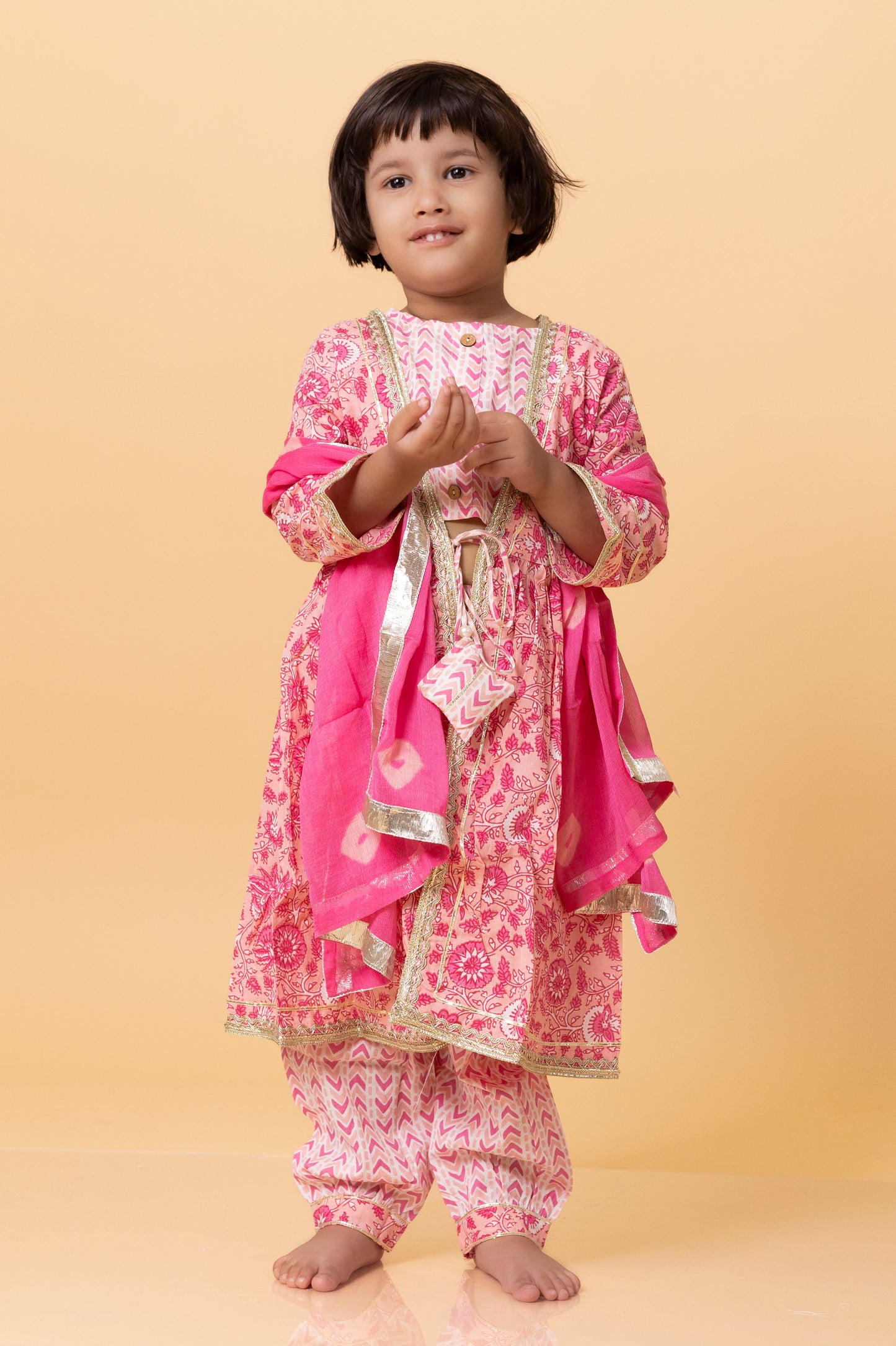 Girls- Kids Blouse Aangrakha Shrug Pants and Dupatta Set ethnic wear