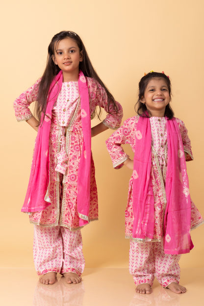 Girls- Kids Blouse Aangrakha Shrug Pants and Dupatta Set ethnic wear