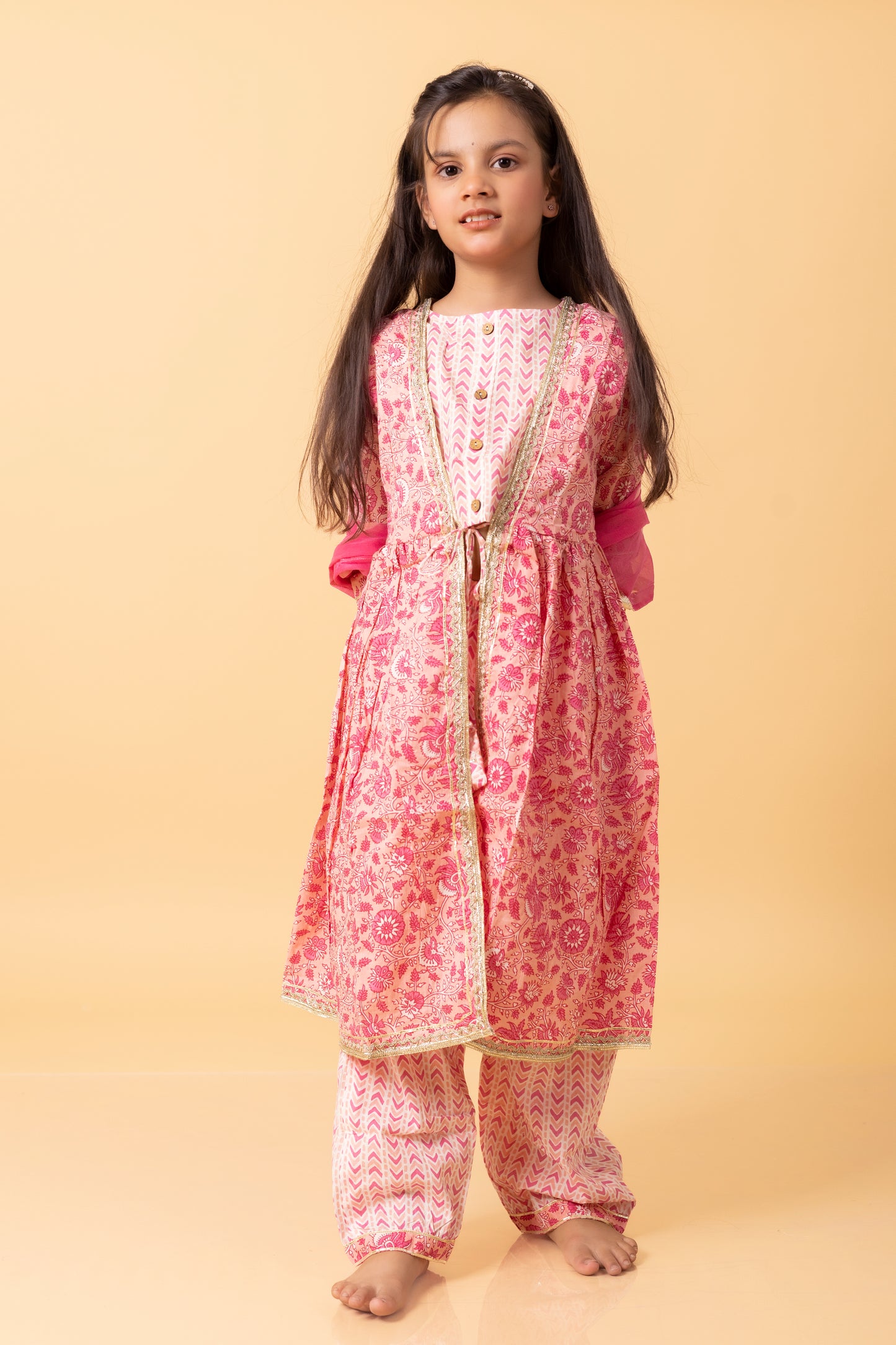 Girls- Kids Blouse Aangrakha Shrug Pants and Dupatta Set ethnic wear