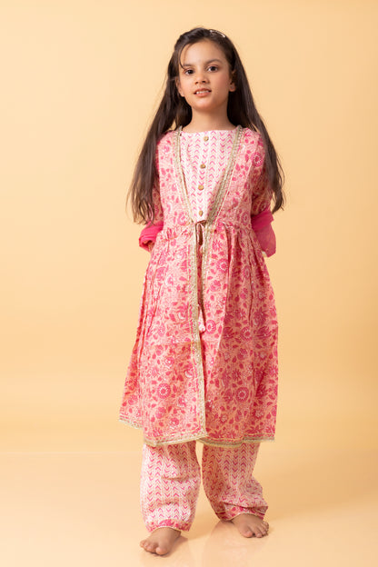Girls- Kids Blouse Aangrakha Shrug Pants and Dupatta Set ethnic wear