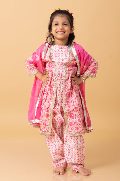 Girls- Kids Blouse Aangrakha Shrug Pants and Dupatta Set ethnic wear