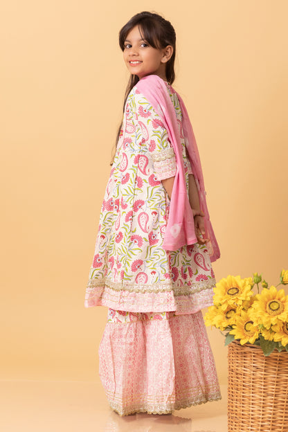 Girls- Kids Kurti Sharara and dupatta set ethnic wear for girls