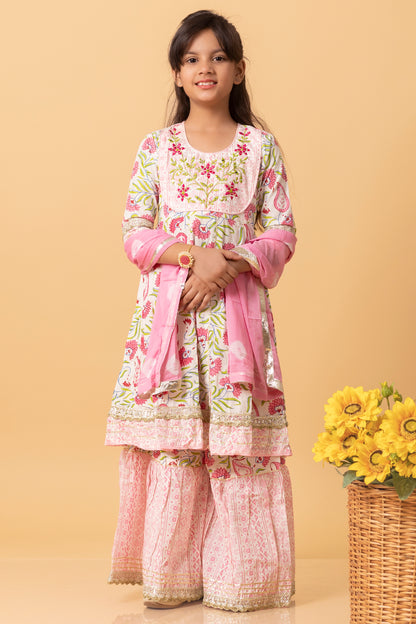 Girls- Kids Kurti Sharara and dupatta set ethnic wear for girls