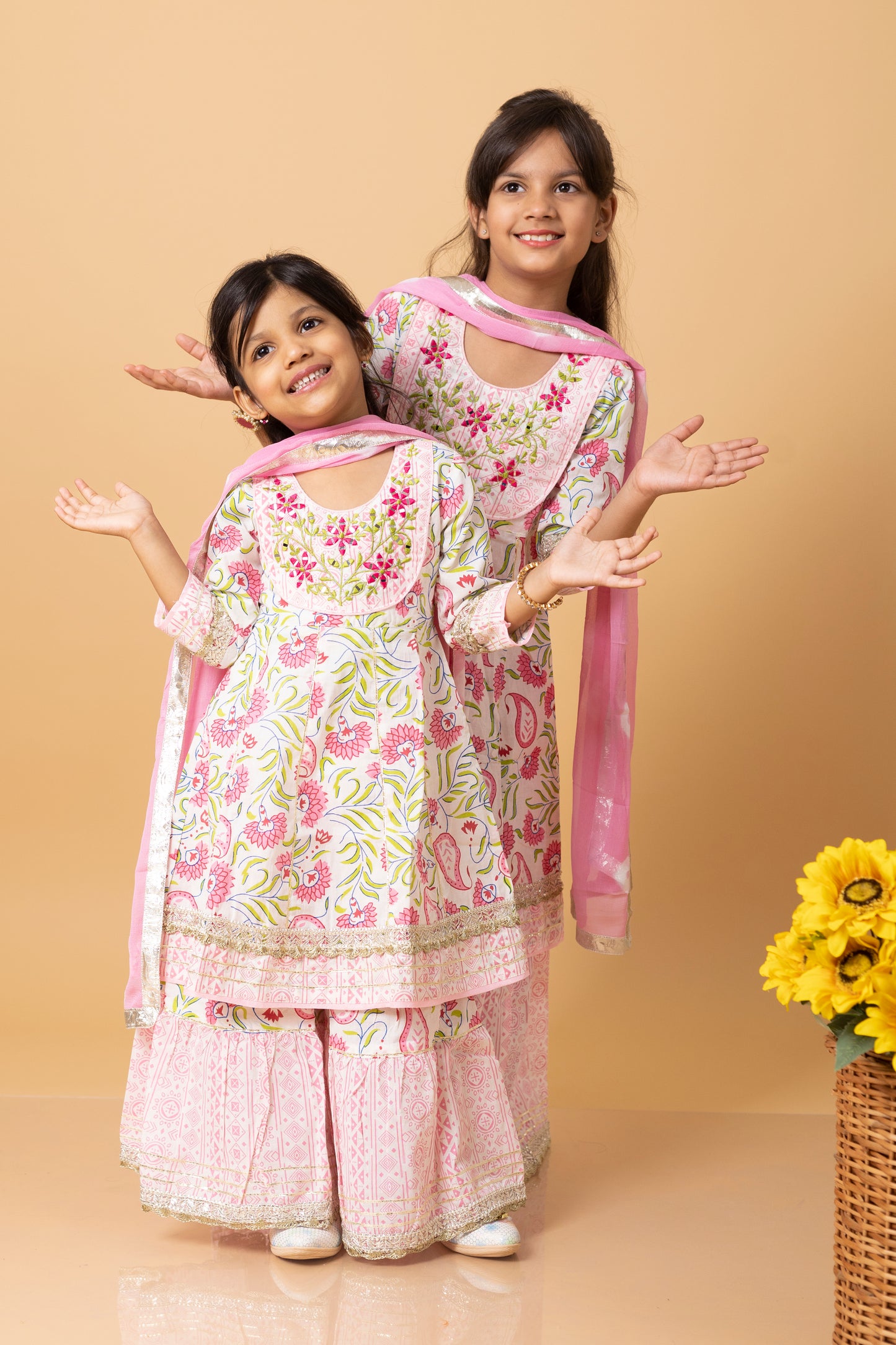 Girls- Kids Kurti Sharara and dupatta set ethnic wear for girls