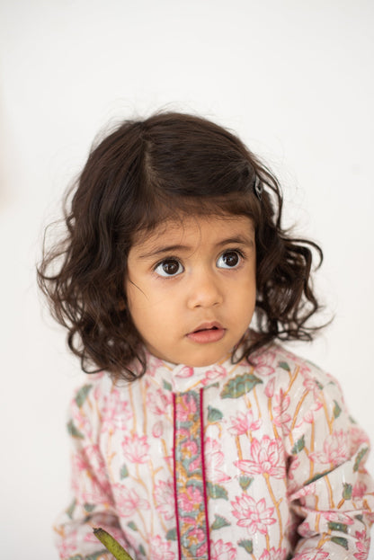 Handblock- Pure 100% Soft Cotton Lotus Dreamy Kurta Set