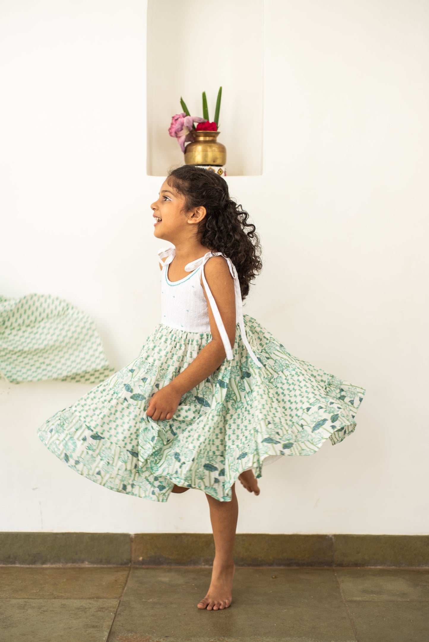 Handblock- Pure 100% Soft Cotton Bloom Tiered Sundress