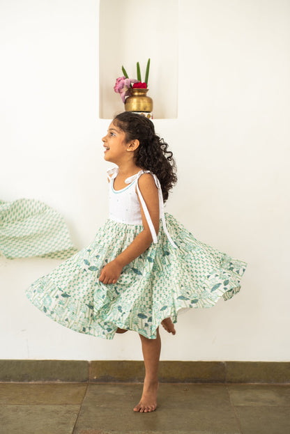 Handblock- Pure 100% Soft Cotton Bloom Tiered Sundress