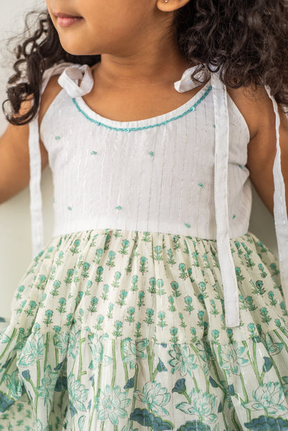 Handblock- Pure 100% Soft Cotton Bloom Tiered Sundress