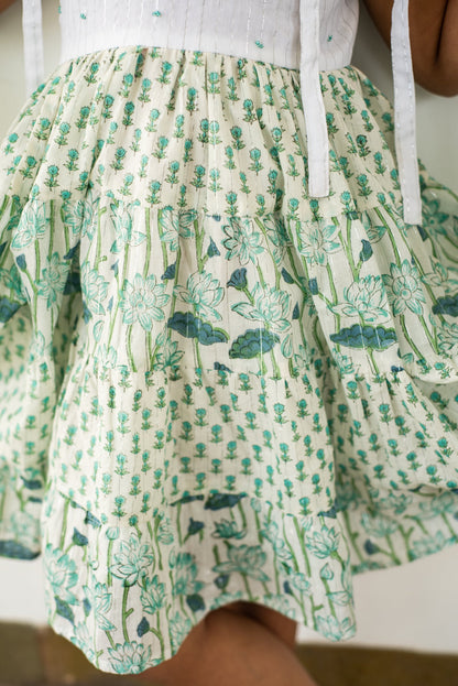 Handblock- Pure 100% Soft Cotton Bloom Tiered Sundress